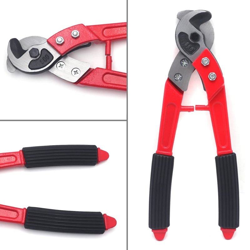 14 In Heavy Duty Electrical Cable Cutter For Multi Wire Copper Aluminum And Stainless Steel Rope Red Pliers
