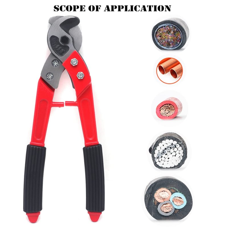 14 In Heavy Duty Electrical Cable Cutter For Multi Wire Copper Aluminum And Stainless Steel Rope Red Pliers