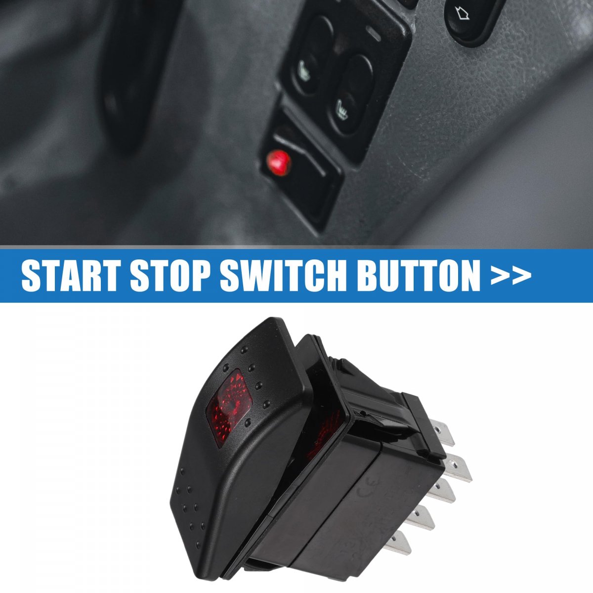 1 Pcs 5 Pins Generator Rocker Start Stop Switch Button Red Lens Fit For Rv Onan
