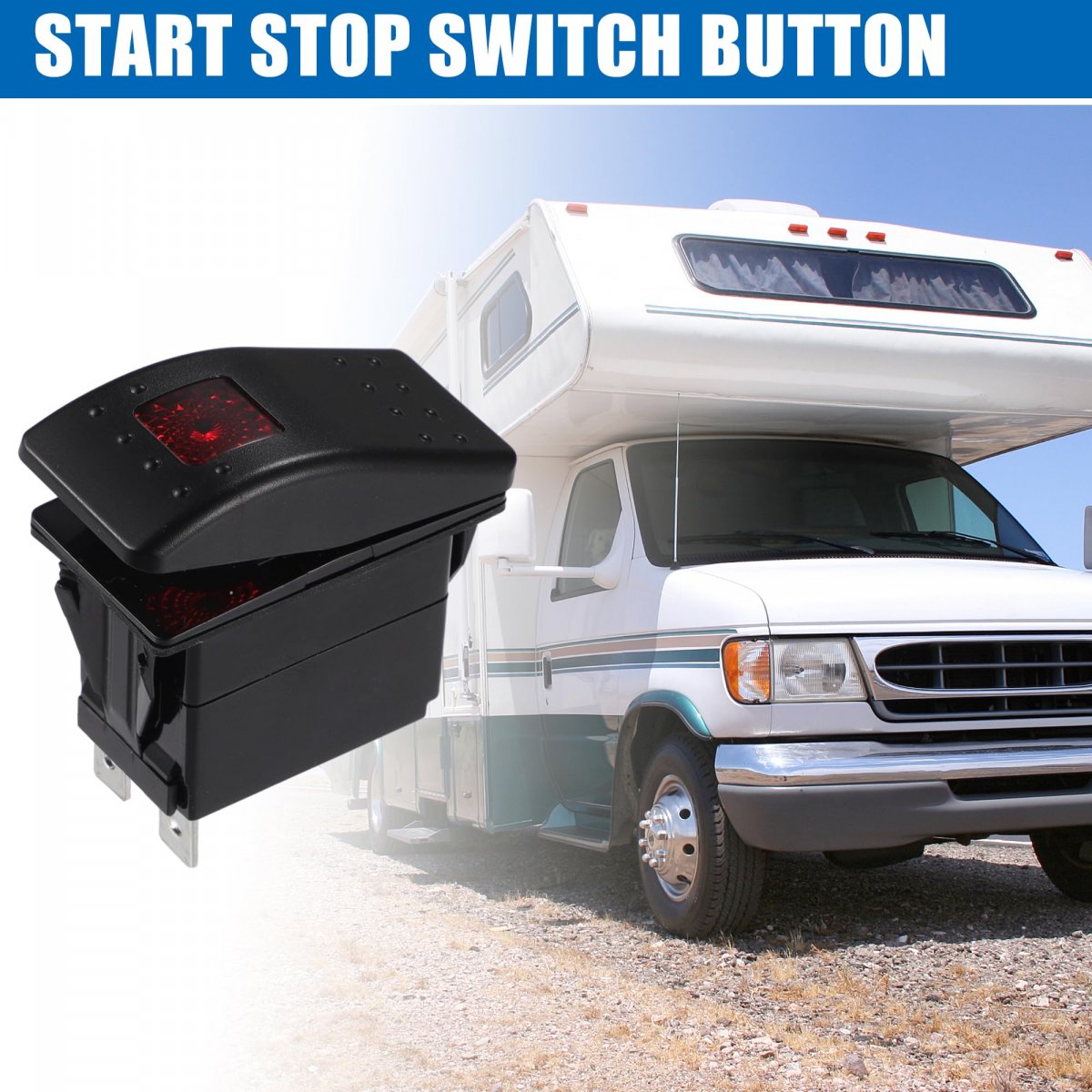 1 Pcs 5 Pins Generator Rocker Start Stop Switch Button Red Lens Fit For Rv Onan