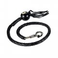 Dream Apparel 42 Leather Motorcycle Get Back Whip For Handlebar Fringed Biker With Pool Ball Black 