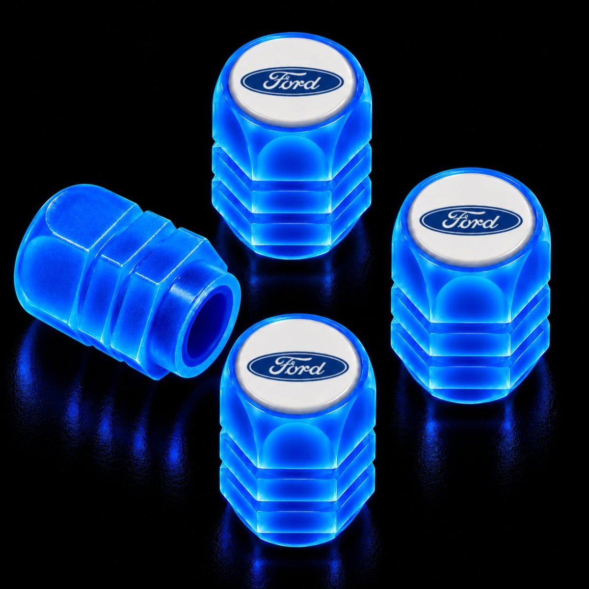 Ford Thunderbird White Blue Glow In The Dark Tire Valve Caps Set Of 4 Durable Abs Plastic Stem For Car Suv And Truck Luwt Model