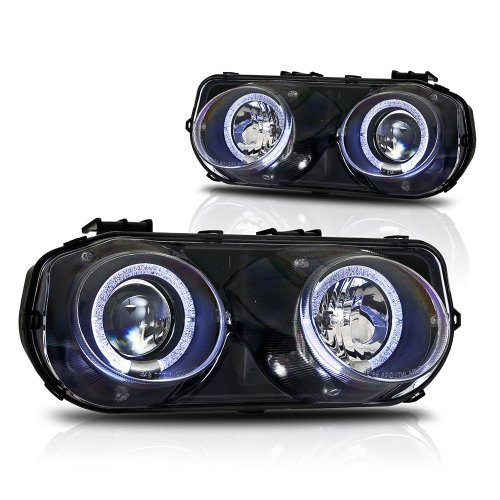 Winjet Wj10-0216-04 Black Housing Clear Lens Projector Head Light with Led Halo Acura Integra