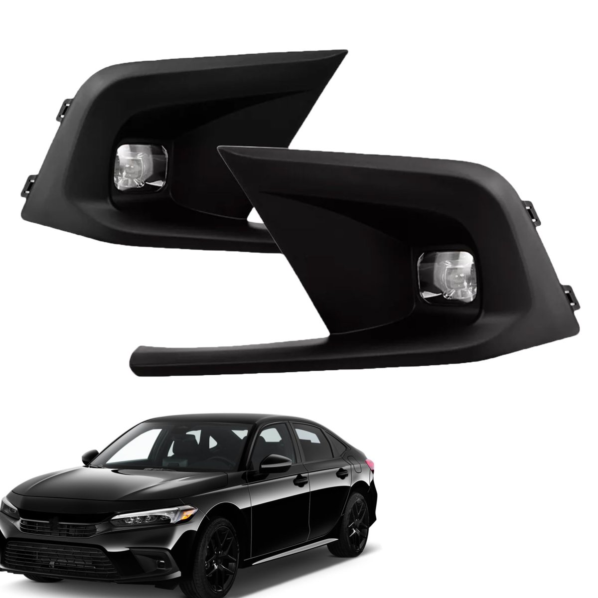 Front Driver And Passenger Side Fog Light Kit For Civic 2022 2023 Driving Lamps With Switch Harness Led Clear Lens Replacement