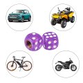4pcs Purple Dice Shape Wheel Tyre Tire Valve Air Stem Cap Cover Universal For Car Truck Motorcycle Bike 
