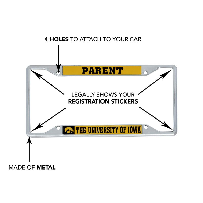 University Of Iowa Hawkeyes Metal License Plate Frame For Front Or Back Car Officially Licensed Parent