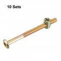 Uxcell M6x80mm Furniture Bolt Nut Set Hex Socket Screw 55mm Thread Length With Barrel Nuts For Beds Headboards Chairs 10 Sets