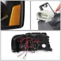 Compatible With Ford F150 Pair Of Black Housing Amber Corner Dual Halo Projector Led Headlight Red 3rd Brake Light