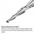 Uxcell Tapered Ball Nose End Mill Uncoated Solid Carbide 2 Flute Spiral Milling Cutter 1mm Radius 2mm Diameter 6mm Shank 60mm