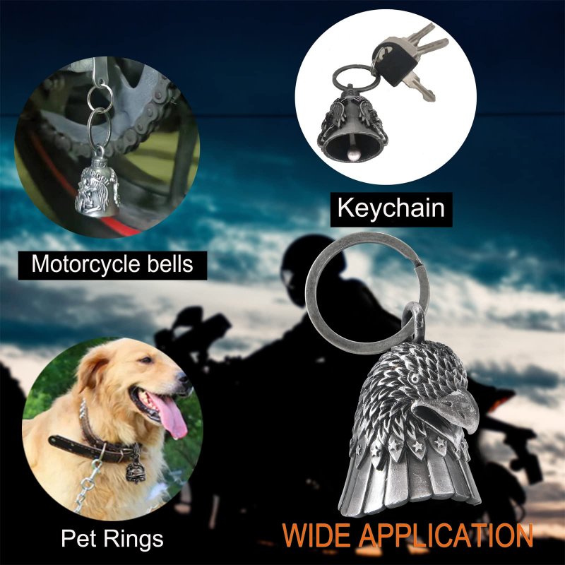 A 2packa Motorcycle Bells For Biker Guardian Riding With Hanger Motorcycle Accessory Or Keychain Good Luck Eagle Head
