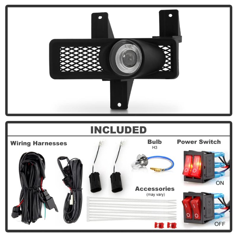 1997-1998 Ford F150 F250 Expedition Led Halo Projector Bumper Fog Lights W Switch Assembly Set Left Right