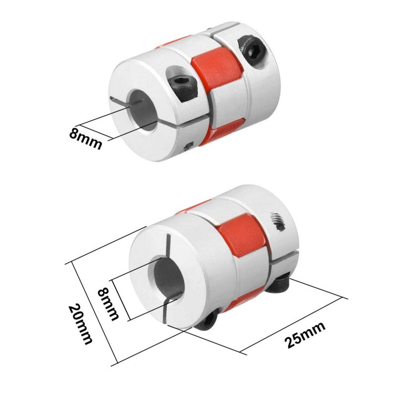 2pcs Shaft Coupling 8mm To Bore L25xd20 Flexible Coupler Joint For Servo Stepped Motor