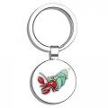 Funny Hermit Crab Cartoon Round Stainless Steel Metal Keychain Double Sided Design Silver Chrome Plated Key Ring For Backpacks 