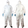 3pcs Disposable Coverall One-piece Cover Suits Paint Lab Coveralls With Front Zipper Elastic Hood Cuffs Ankles Waist Unisex 