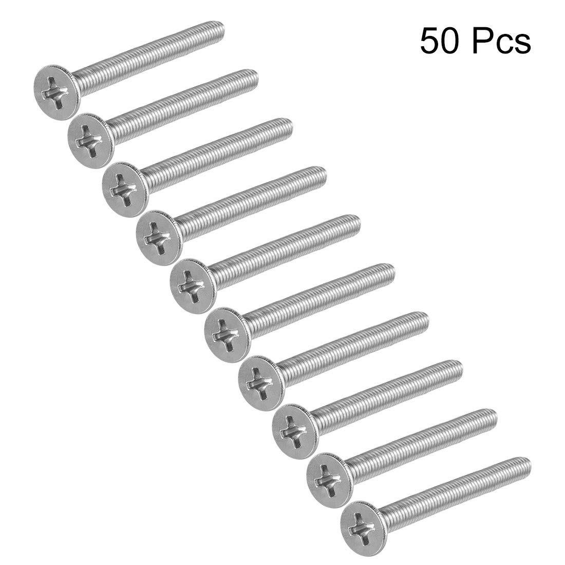 M4x35mm Flat Head Machine Screws Phillips Cross Screw 304 Stainless Steel Fasteners Bolts 50pcs