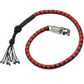 Dream Apparel 42 Motorcycle Get Back Whip Genuine Leather Biker For Handlebar With Fringes And Skulls Black Red 