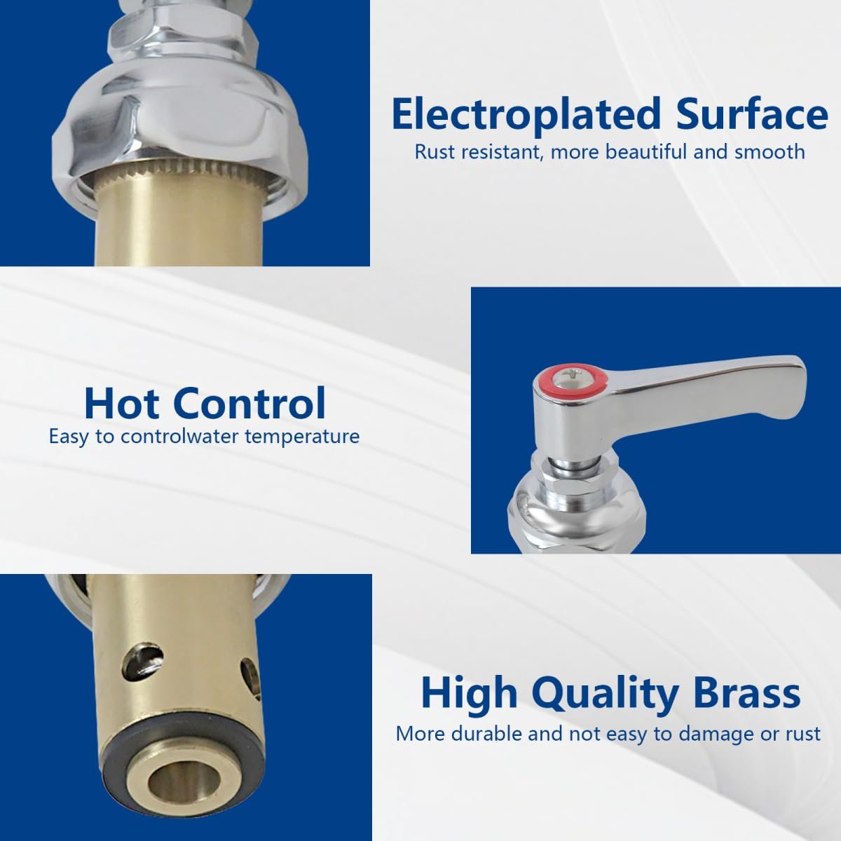 Hot And Cold Side Handle Stem Assembly Brass Spindle Replacement Designed Compatible For All T S Faucet Valve Replace 002713-40