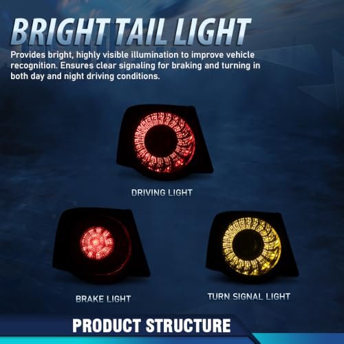 Rear Left Led Tail Light Acrylic Abs Red Lens