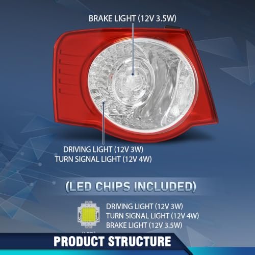 Rear Left Led Tail Light Acrylic Abs Red Lens