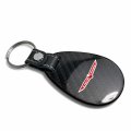 Ipick Image Compatible With Jeep Trailhawk Real Black Carbon Fiber Leather Strap Large Tear Drop Key Chain