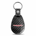 Ipick Image Compatible With Jeep Trailhawk Real Black Carbon Fiber Leather Strap Large Tear Drop Key Chain