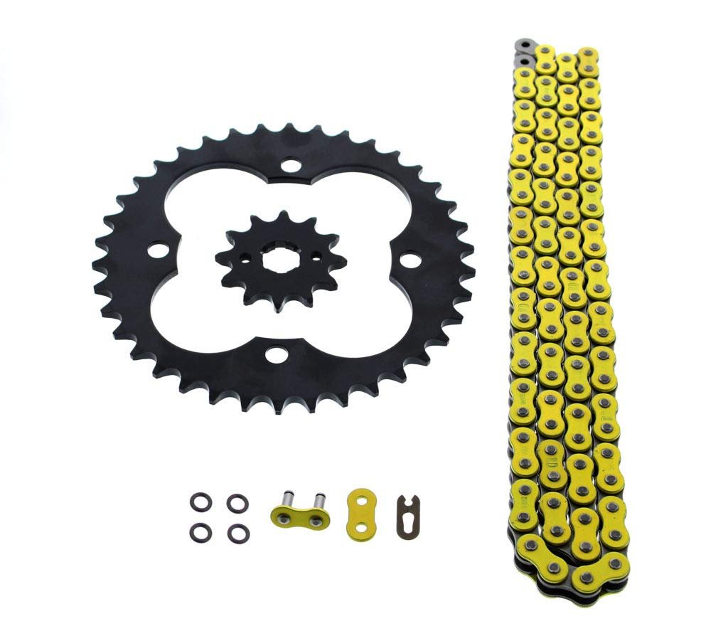 Chain And Sprocket Kit Fits Honda Trx300ex 1993 To 2008 520 86 Yellow O Ring With 12 Tooth Front 38 Rear Steel Sprockets Black