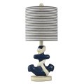 Ed Nautical Anchor Table Lamp Navy And White Finish Blue Fabric Shade Coastal 