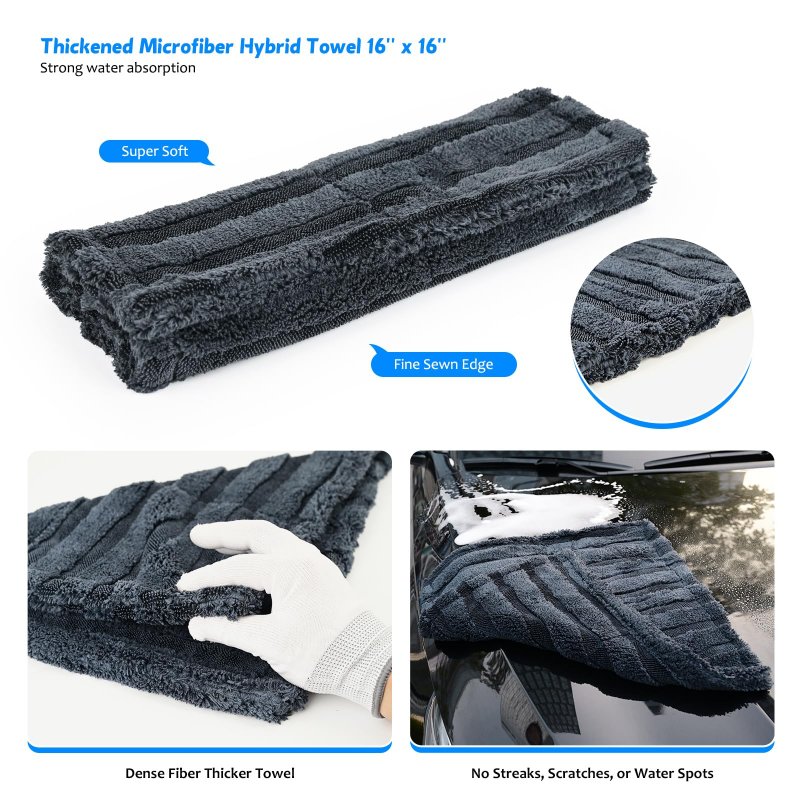 Ehdis Car Interior Detailing Kit Brush Set Car Duster Cleaning With 1200gsm Drying Microfiber Towel Scrubbing Sponge For