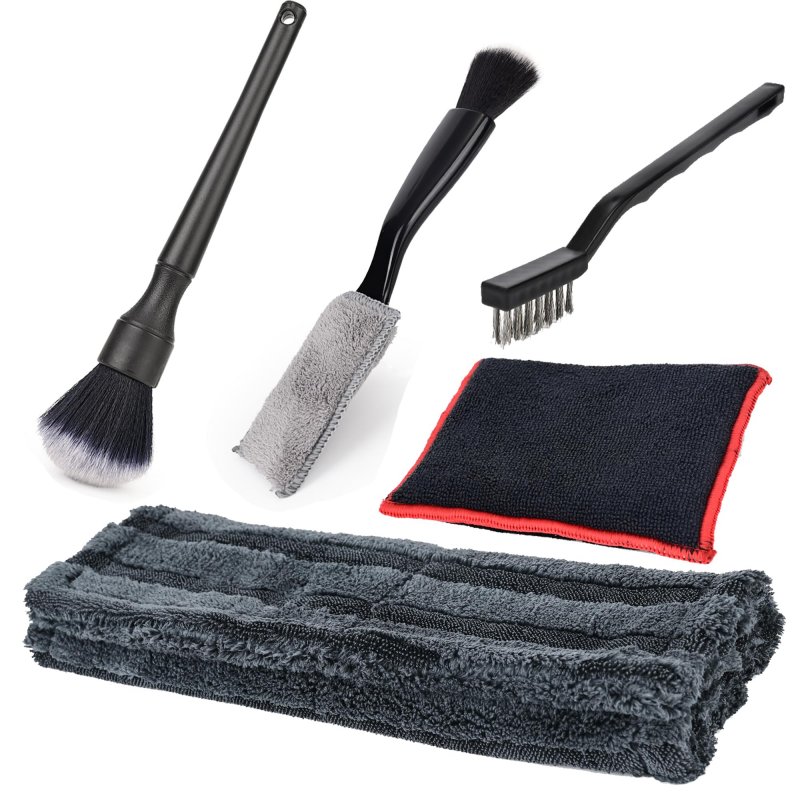 Ehdis Car Interior Detailing Kit Brush Set Car Duster Cleaning With 1200gsm Drying Microfiber Towel Scrubbing Sponge For