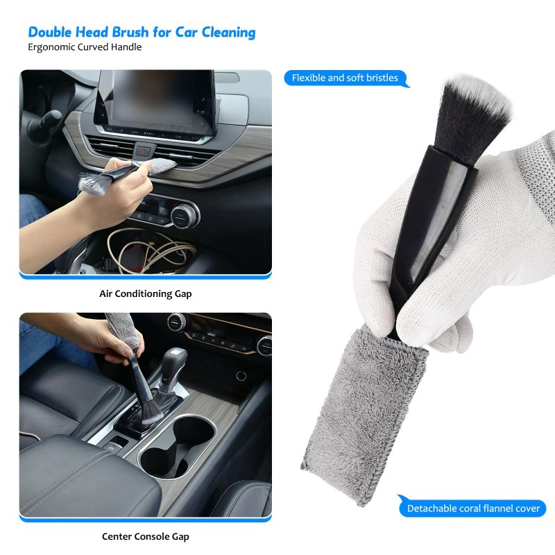 Ehdis Car Interior Detailing Kit Brush Set Car Duster Cleaning With 1200gsm Drying Microfiber Towel Scrubbing Sponge For