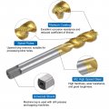 Uxcell Spiral Flute Thread Taps 3 8-24 Unf 2b Screw Threading Tap Titanium Coated 6542 High Speed Steel Machine Tapping Tools