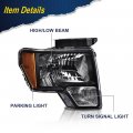 Headlights Assembly For 2009 2010 2011 2012 2013 F150 Bumper Headlamp Smoky Lens Chrome Housing Amber Reflector Clear Black No