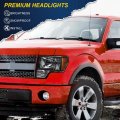G-plus Headlights Assembly Compatible With 2009 2010 2011 2012 2013 F150 Bumper Headlamp Smoky Lens Chrome Housing Amber