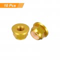 Uxcell Nylon Insert Hex Lock Nuts 10pcs M4 X 0 7mm Aluminum Alloy Self-locking Anodizing Flange Nut For Fasteners Gold