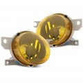 Fog Light Assembly Pair Replacement For Honda Civic Del Sol 1993-1995 Chrome Housing Yellow Lens Driver Passenger Side 