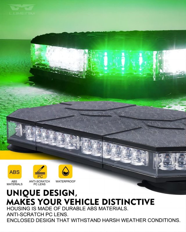 Led Rooftop Strobe Beacon Lights Magnetic Mount Emergency Warning Light Bar White Green Flashing For Tow Trucks Snowplow