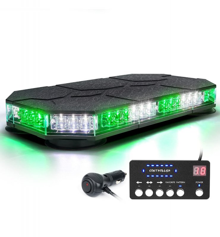 Led Rooftop Strobe Beacon Lights Magnetic Mount Emergency Warning Light Bar White Green Flashing For Tow Trucks Snowplow