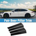 X Autohaux 4 Pcs Windshield B Pillar Trim Exterior Garnish Front Rear Left Right For Porsche Panamera 2009-2016 Black