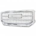 Front Upper Grille For 2016-2018 Gmc Sierra 1500 Denali Style Chrome Bumper Hood Grill Silvery