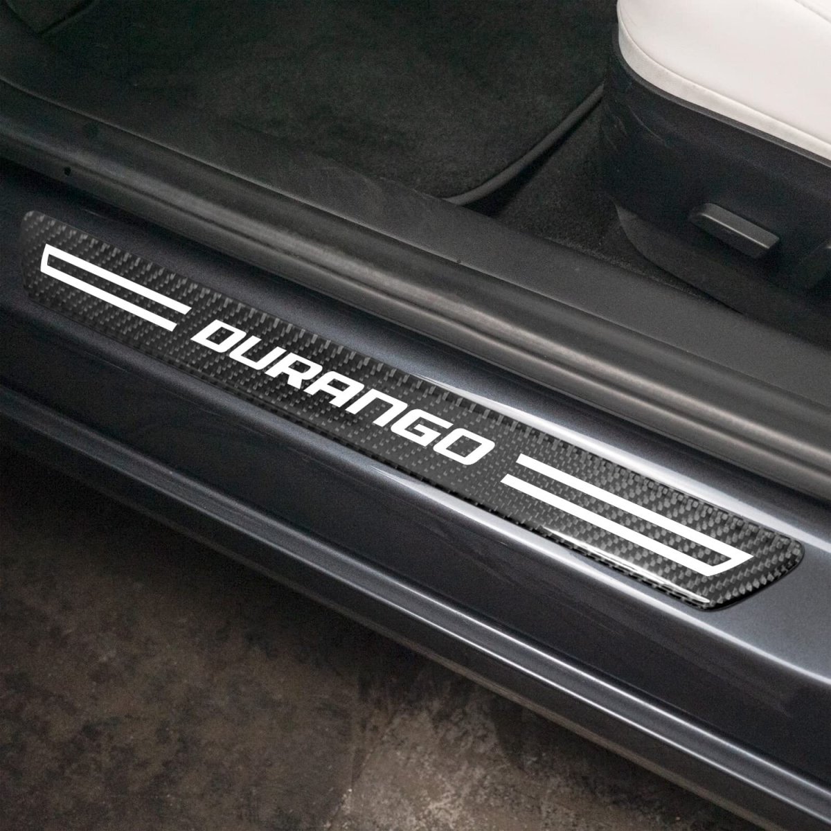 Dodge Durango Black Real Carbon Fiber 4 Pcs Universal Car Door Sill Step Protector Kick Plates Set Of