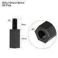 Uxcell M3x10mm 6mm Male-female Hex Nylon Pcb Motherboard Spacer Standoff For Fpv Drone Quadcopter Computer Circuit Board Black