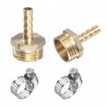 Uxcell Brass Hose Barb Fitting Straight 6mm X G1 2 Male Thread Pipe Connector With Stainless Steel Clamp Pack Of