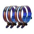 4pcs Adjustable Titanium Blue Stainless Steel T Bolt Clamp Universal 45mm To 53mm 1 75 In 