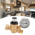Tissting Rv Water Pressure Regulator Valve With Gauge 160psi Adjustable Reducer For 3 4in Garden Hose Thread And Nh Threads