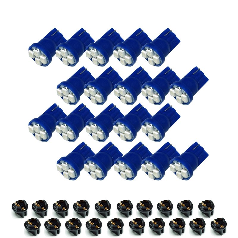 T10 168 194 Led Instrument Panel Dash Light Bulbs 20 Pack Blue 12v 0 5 In Twist Lock Socket For Dome Map And License Plate