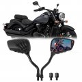 Black 8mm 10mm Motorcycle Skull Skeleton Rearview Side Mirrors For Scooter Chopper Bobber 