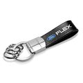 Ford Flex Black Leather Stripe Round Hook Metal Key Chain