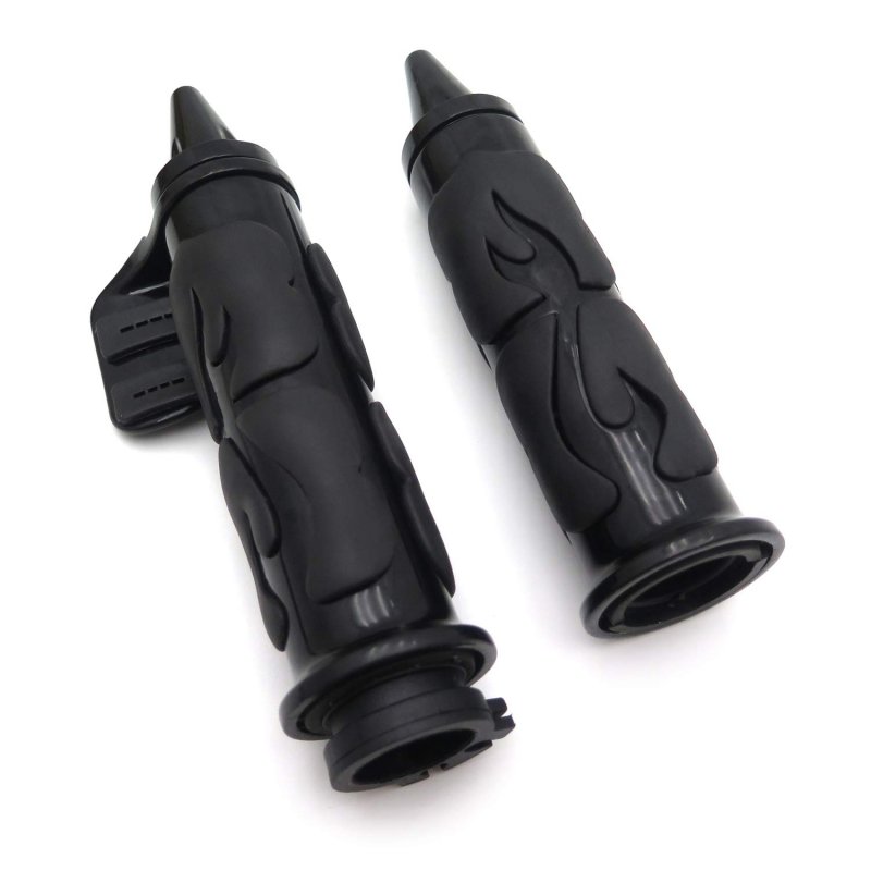 Flame Black Spike Non Slip Gel Rubber Hand Grip Throttle Boss For Most Motorcycles 1 In 25mm Handlebar Mt291-007-d-25