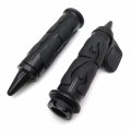 Flame Black Spike Non Slip Gel Rubber Hand Grip Throttle Boss For Most Motorcycles 1 In 25mm Handlebar Mt291-007-d-25