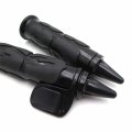 Flame Black Spike Non Slip Gel Rubber Hand Grip Throttle Boss For Most Motorcycles 1 In 25mm Handlebar Mt291-007-d-25